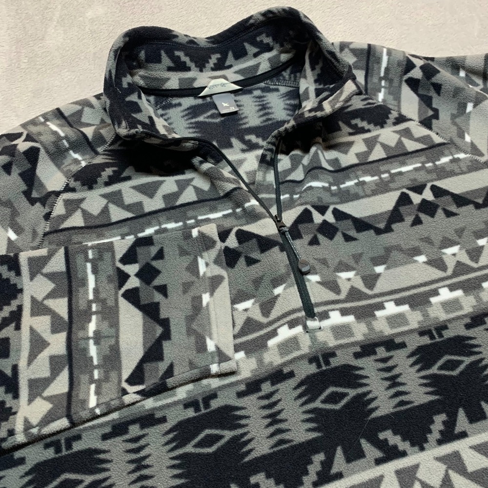Eddie Bauer  Fleece Black and White Aztec Print 1/4 Zip Pullover Women's 2XL XXL